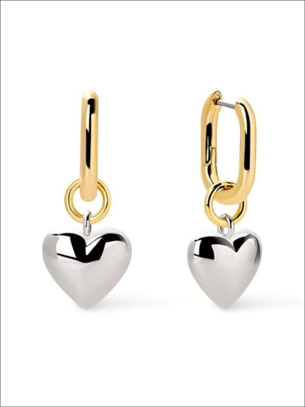 14K Gold Plated Silver Rhodium Heart Hoop Earrings for Women